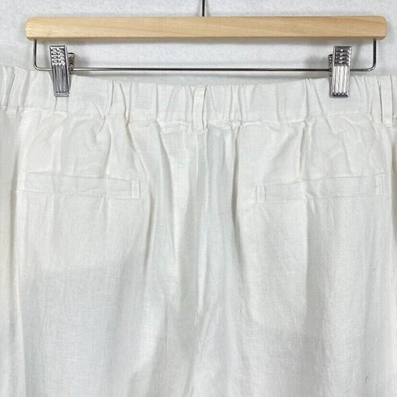 Garnet Hill 100% Linen Pleat Detail Trouser Pant White Size 18 - Picture 6 of 9